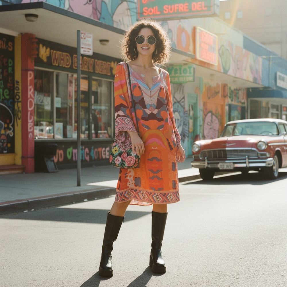Diane von Furstenberg Abstract Print Silk Tunic Dress
